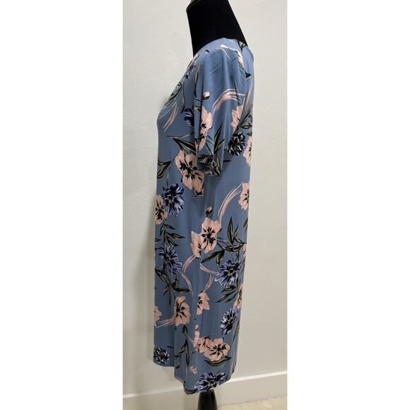 YUMI KIM Livi Shift Jersey Dress Wild Flowers Blue Pink Floral Size Medium - Picture 4 of 9